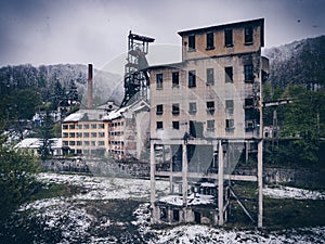 Post industrial abandoned mining facility in Anina, Romania. photo