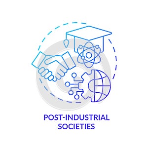 Post industrial societies blue gradient concept icon