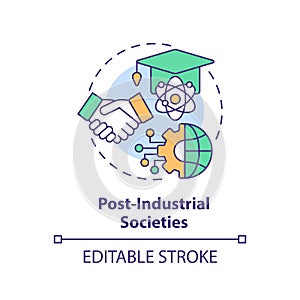 Post industrial societies multi color concept icon