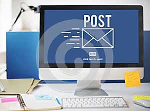 Post Mail Correspondence Online Message Communication Concept photo