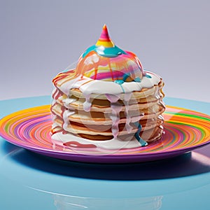 Post Malone-inspired Rainbow Pancakes With Pastry Dessert