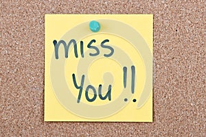 Post it note with miss you