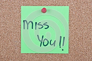 Post it note with miss you