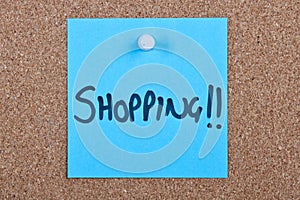 Post it note orange with shopping