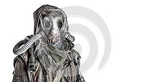 Post nuclear catastrophe survivor in gas mask