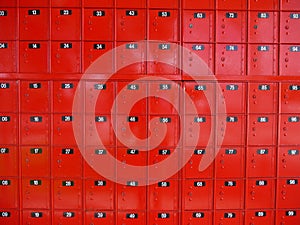 Post Office: bright red mailboxes