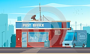 Post Office Building Exterior Cartoon