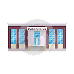 Post office building in flat style isolated on white background