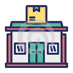 Post office, building, letter, delivery fully editable vector icon photo
