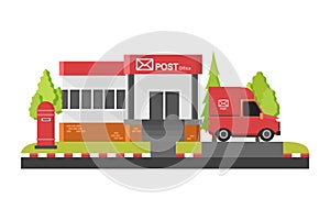 Post office in flat style isolated on white background