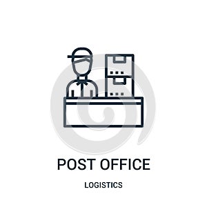 post office icon vector from logistics collection. Thin line post office outline icon vector illustration. Linear symbol for use