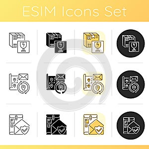 Post office icons set