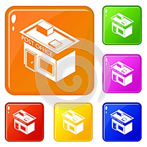 Post office icons set vector color