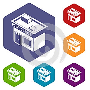 Post office icons vector hexahedron