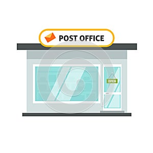 Post office isolated building on white background vector illustration, flat cartoon postoffice image