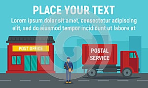 Post office, postal service concept banner, flat style