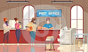 Post Office Queue Cartoon Composition