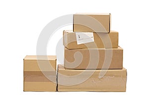 Post packages on white background.