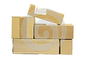 Post packages on white background.