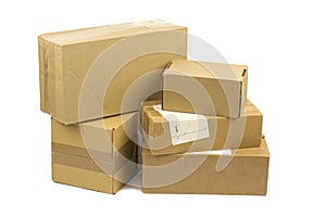 Post packages on white background.