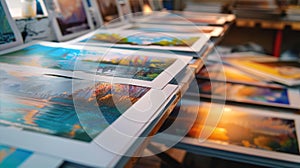 Post press finishing. Postcard offset printing process