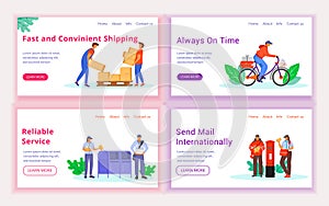 Post service delivery landing page vector template set