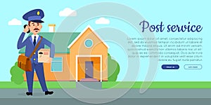 Post Service Flat Vector Cartoon Web Banner