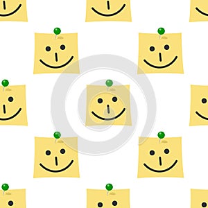 Post It with Smile Icon Seamless Pattern