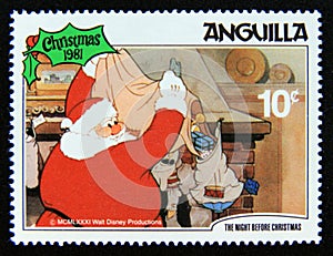 Postage stamp Anguilla 1981. Santa Claus giving presents