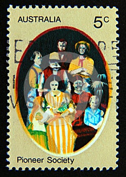 Postage stamp Australia, 1972. Pioneer Family