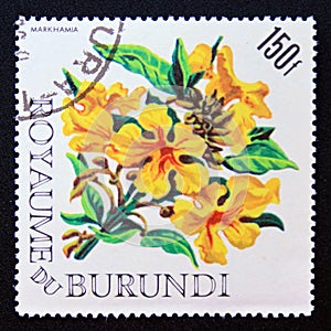 Postage stamp Burundi, 1966. Markhamia lutea flower