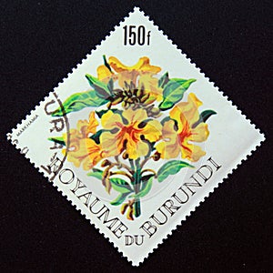 Postage stamp Burundi, 1966. Markhamia lutea flower