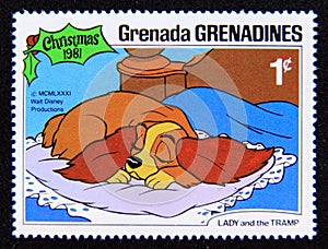 Postage stamp Grenada Grenadines 1981. Lady sleeping