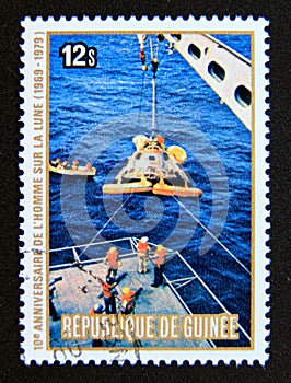 Postage stamp Guinea, 1980. 10th Anniversary Of The First Man On The Moon