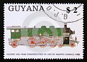 Postage stamp Guyana 1989. Maffei Locomotive 1923