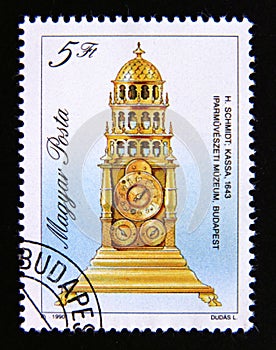 Postage stamp Hungary, Magyar, 1990. Table clock, 1643