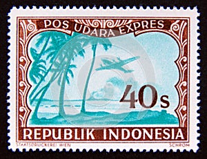 Postage stamp Indonesia, 1948. Special services Pos Udara Expres