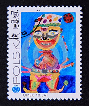 Postage stamp Poland, 1981. Clown, by Tomasz KajdaÃâski