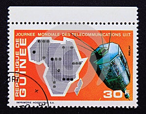 Post stamp Republic of Guinea, 1972, space telecommunications