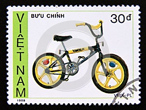 Postage stamp Vietnam, 1989. Vmx pl sport Bicycle