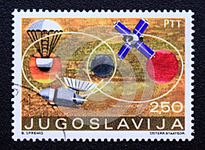 Post stamp printed in Yugoslavia Space Exploration, 1971