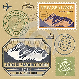 Post stamp set with Aoraki / Mount Cook photo