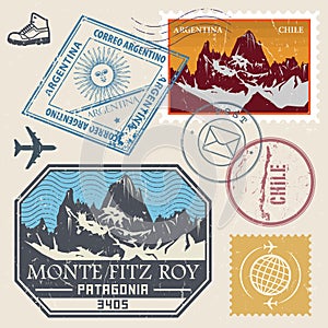 Post stamp set with the Monte Fitz Roy photo