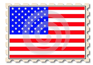 Post stamp with USA national flag