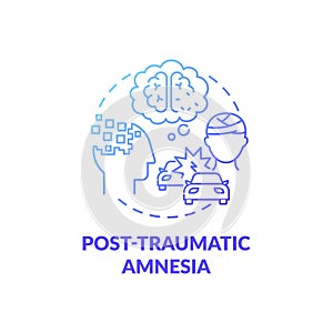 Post traumatic amnesia blue gradient concept icon photo
