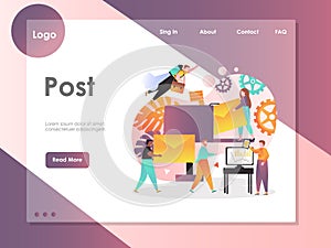 Post vector website landing page design template