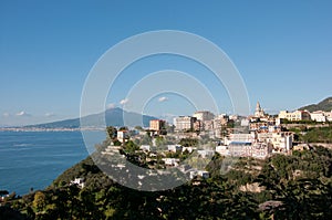 Postacrd View to Napoli, Vesuvio and Villages of Amalfi coast in South Italy