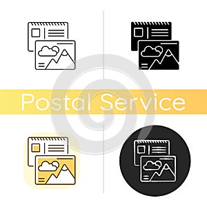 Postage cards chalk white icon