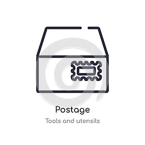 postage outline icon. isolated line vector illustration from tools and utensils collection. editable thin stroke postage icon on