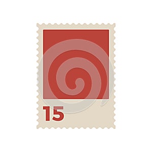 Postage stamp frame. Blank empty mail postcard. Vector hand drawn flat illustration isolated on white background. Perforated paper